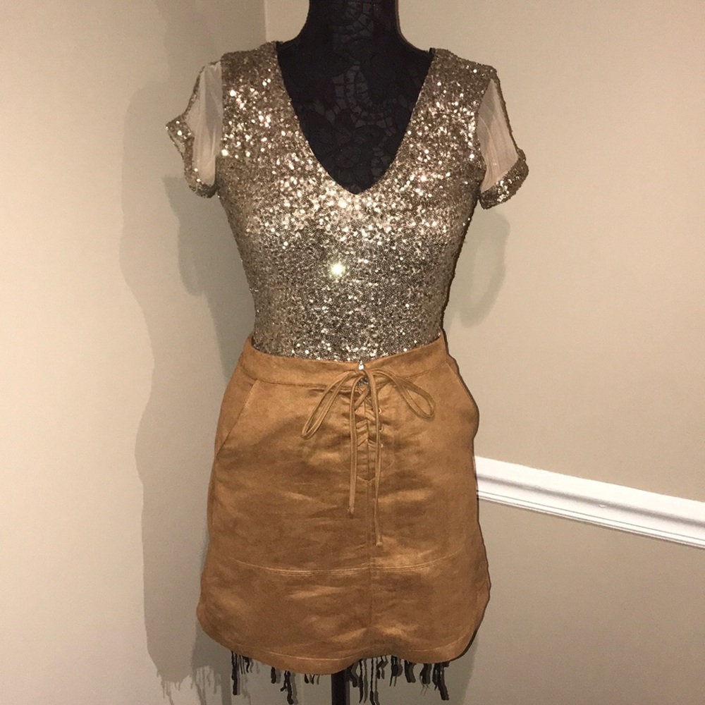 Suede tan skirt